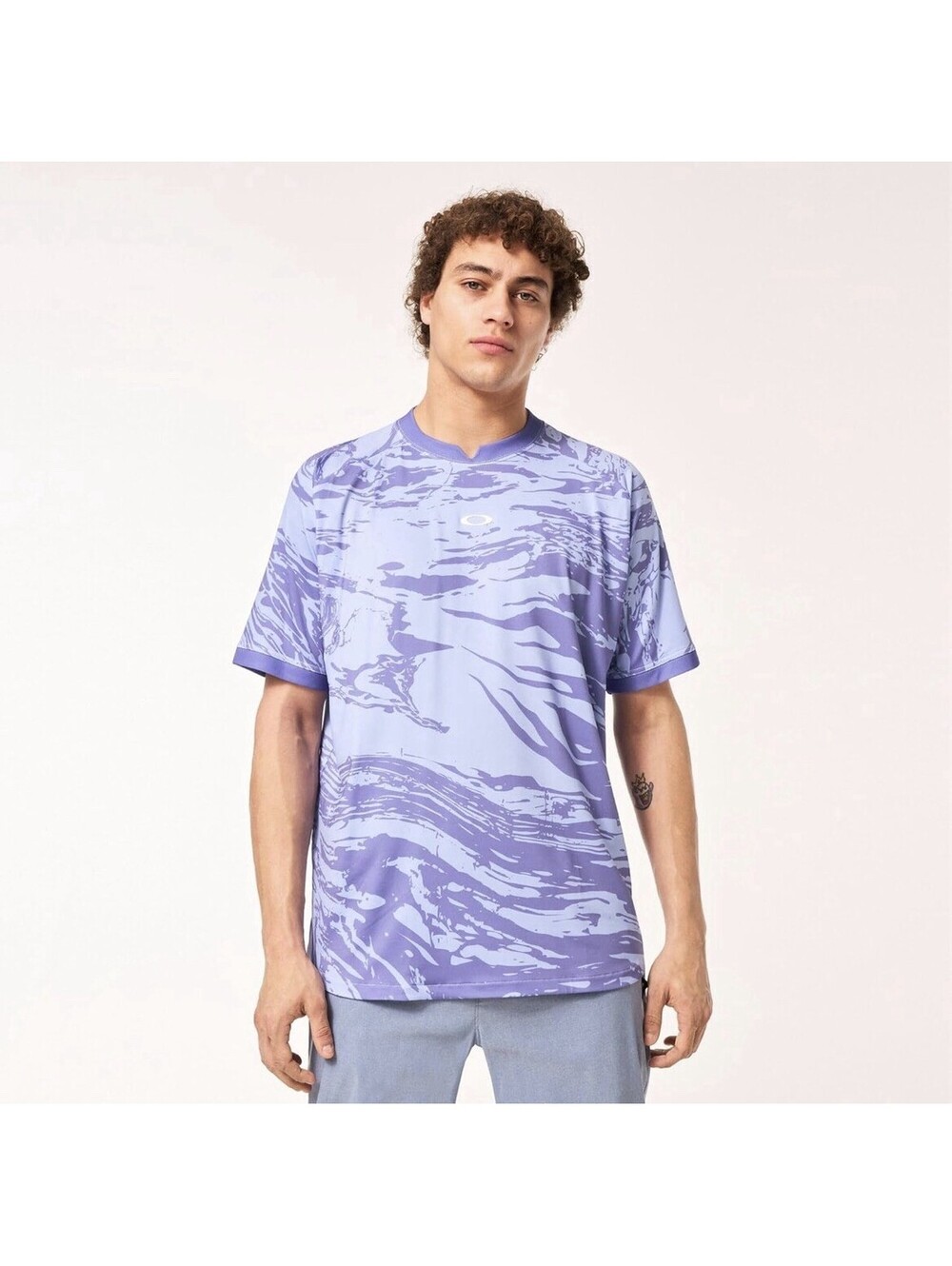 Oakley Men's Reduct Notch Jersey Golf Tee Size S Duality Swirl Lilac Retail $70